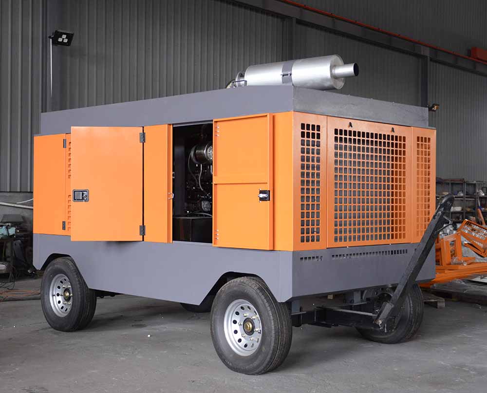 High quality mobile diesel rotary screw air compressor for drill rigs