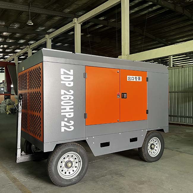 Diesel engine mobile screw air compressor for drill rig use